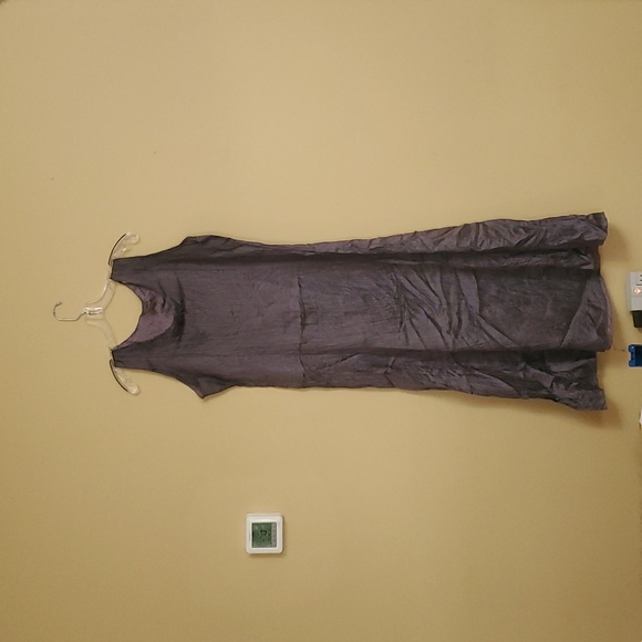 Lee Andersen - Crushed Silk Midi Shop Neck Dress - Deep Purple NEW - Picture 3 of 9